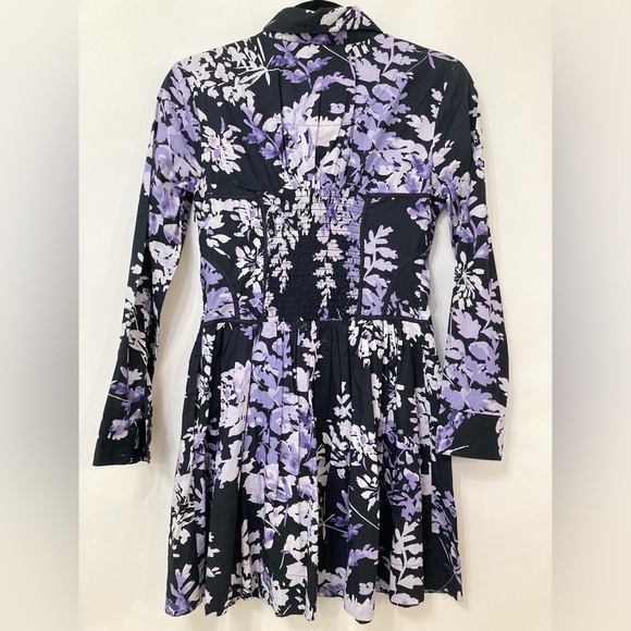 Anthropologie Corset Shirt Dress Womens NWT Size 4 Petite Purple Floral Pockets - Picture 10 of 10